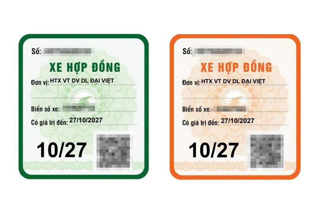 Phù hiệu xe hợp đồng do HTX Đại Việt làm cho xã viên